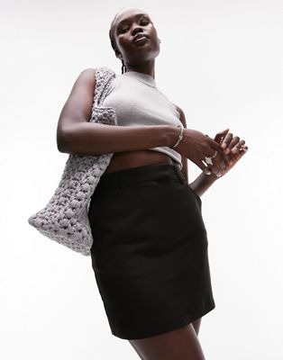 Topshop Tall tailored mini skirt in black - ASOS Price Checker