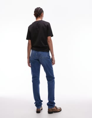 Topshop Tall Mom High Rise Jeans In Blue