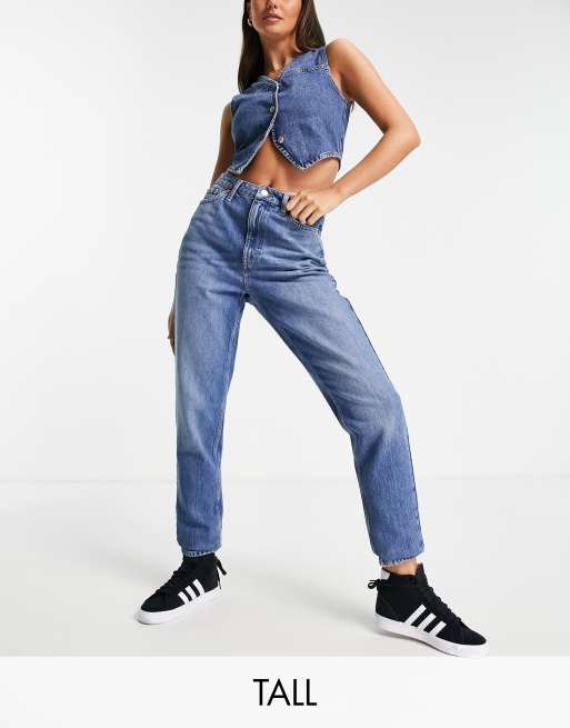 Topshop Tall Mom jean in mid blue