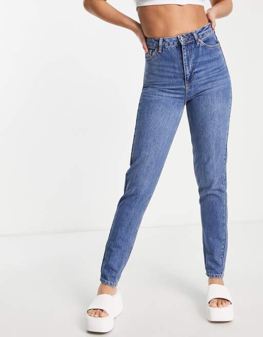 Topshop Tall Mom jean in mid blue | ASOS