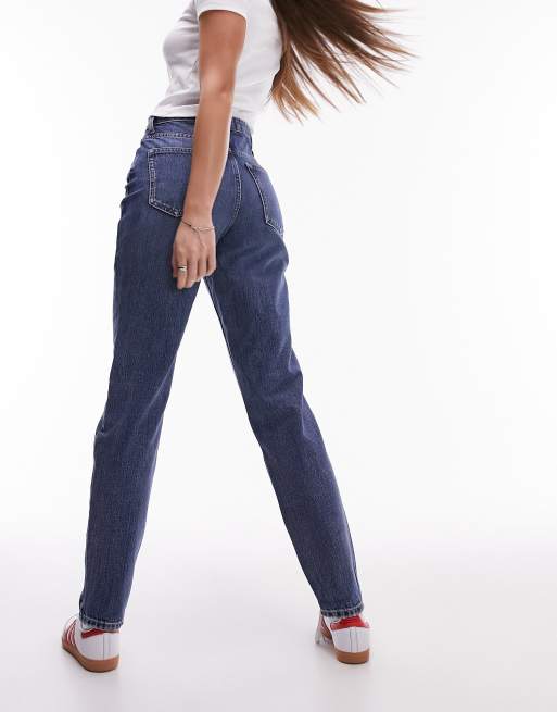 Topshop Petite Mom jean in mid blue