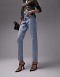 Topshop Tall mom jeans in bleach-Blue