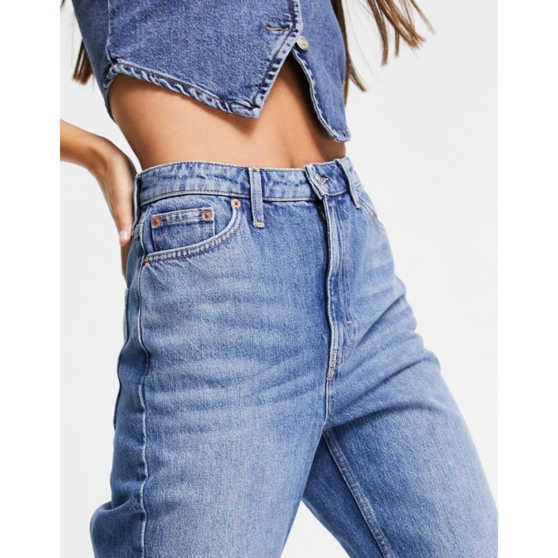 Donna Mom jeans Topshop Tall - Mom jeans in cotone organico blu medio 