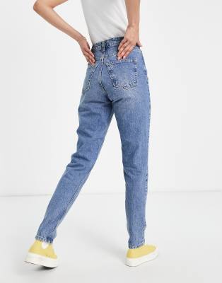 Topshop Tall Mom jeans in Mid Blue