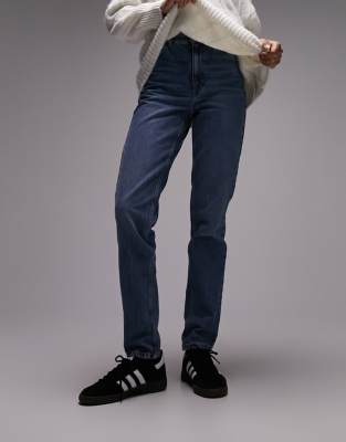 TOPSHOP TALL MOM JEANS IN MID BLUE