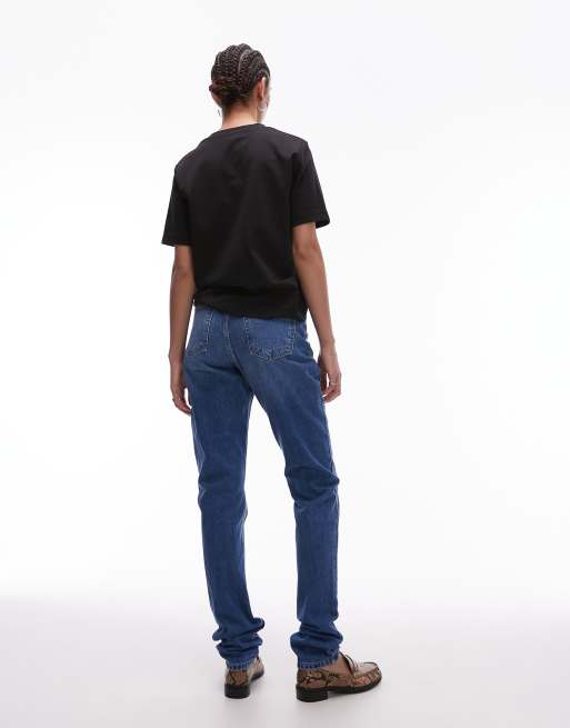 Topshop Tall - Mom jeans met hoge taille in middenblauw, 2 van 5