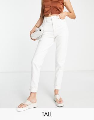 Topshop Tall - Original - Mom-Jeans in Weiß mit hohem Bund