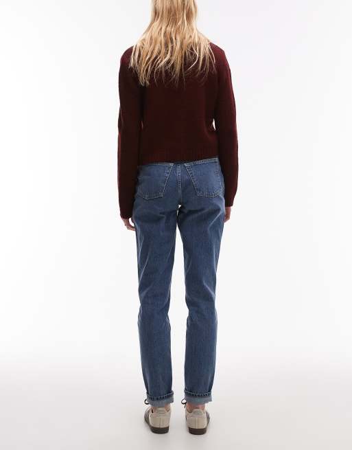 Topshop Tall - Original - Mom jeans met hoge taille in middenblauw, 2 van 5