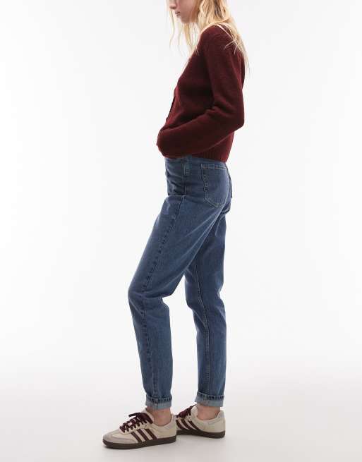 Topshop Tall - Original - Mom jeans met hoge taille in middenblauw, 3 van 5