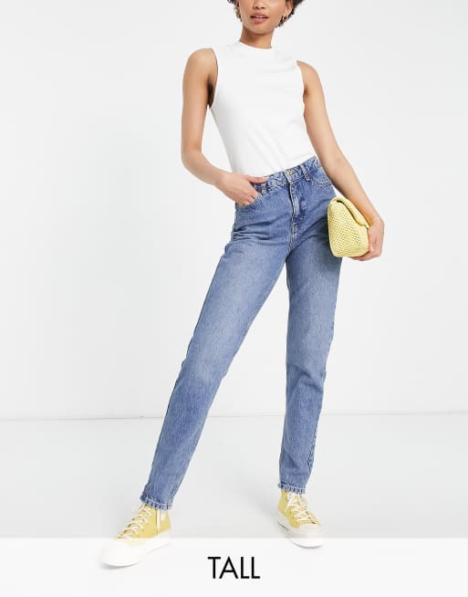 Topshop Tall – Original – Niebieskie jeansy mom fit