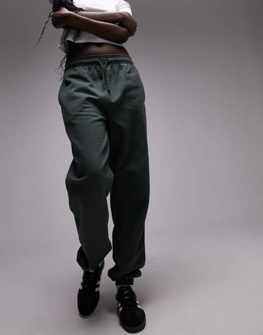 Topshop Tall oversized cuffed trackies in khaki ASOS