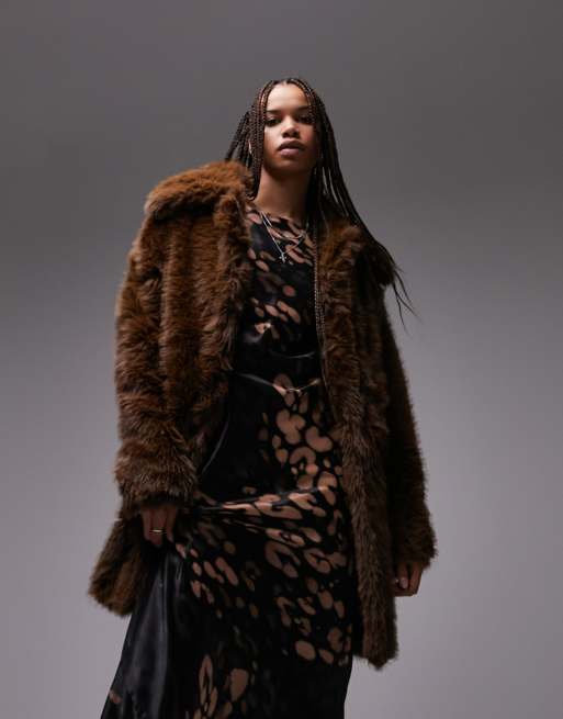 Topshop faux fur coat in chocolate curated on LTK