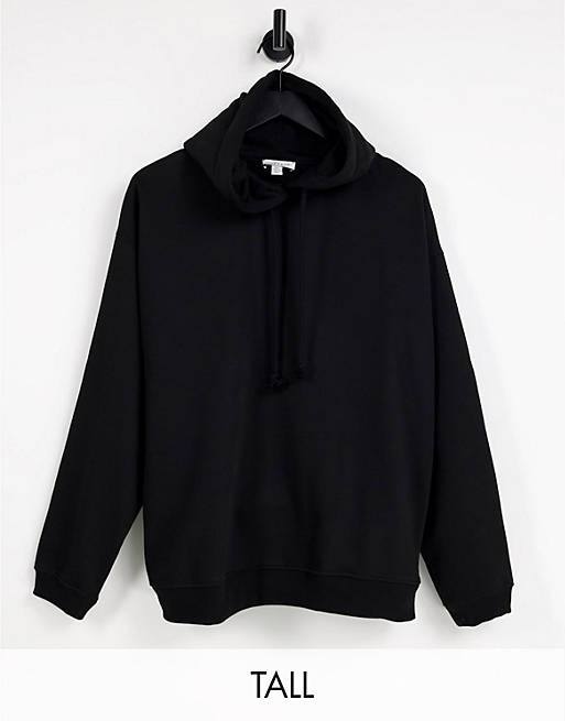 Women Topshop Tall oversized hoodie in black 