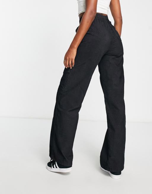 Topshop Tall - Pantalon droit utilitaire en velours côtelé - Noir, 2 de 4