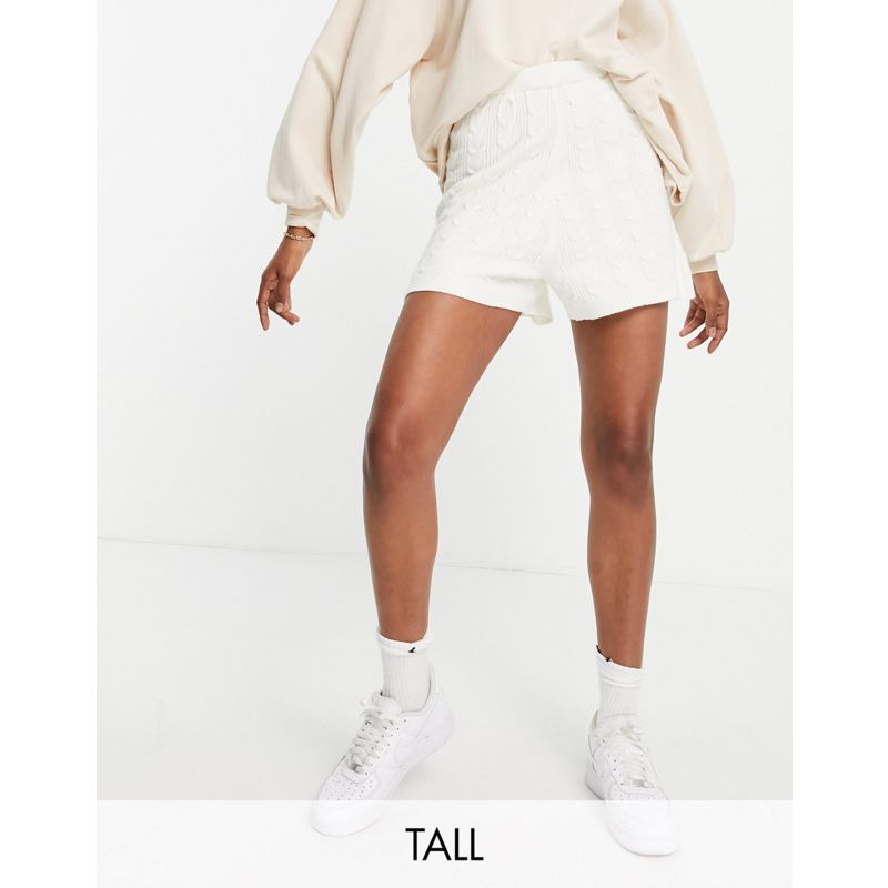 Donna  Topshop Tall - Pantaloncini in maglia a trecce color crema in coordinato