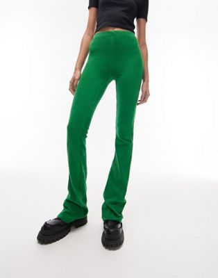 Topshop Tall stretchy cord flared trouser in green - ASOS Price Checker