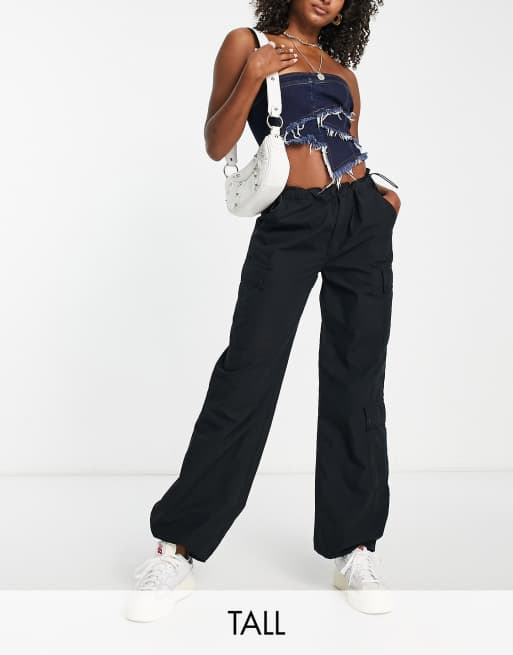 Tall parachute mid rise balloon cargo pants with utility