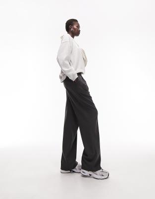 Topshop Tall Pinstripe Straight Leg Tailored Jogger In Grey