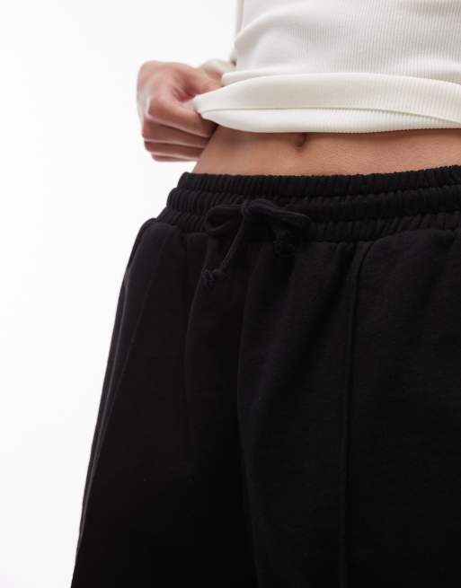Topshop Tall pintuck trackie shorts in black, 4 of 5
