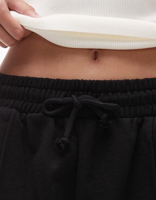 Topshop Tall pintuck trackie shorts in black, 5 of 5