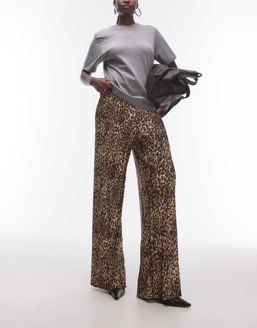 Topshop Tall - Plisserede bukser med leopardprint