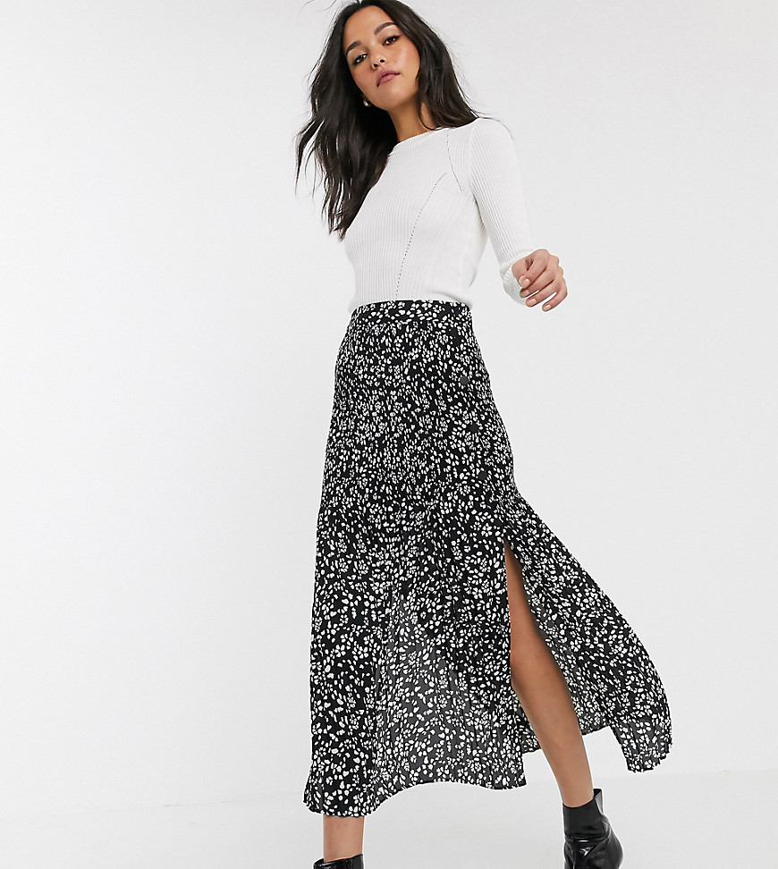 Topshop Tall - Plisseret nederdel med monokromt print-Multifarvet