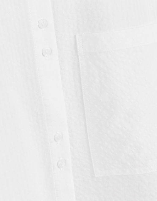 Topshop Tall pocket detail crop shirt in white, 4 of 4