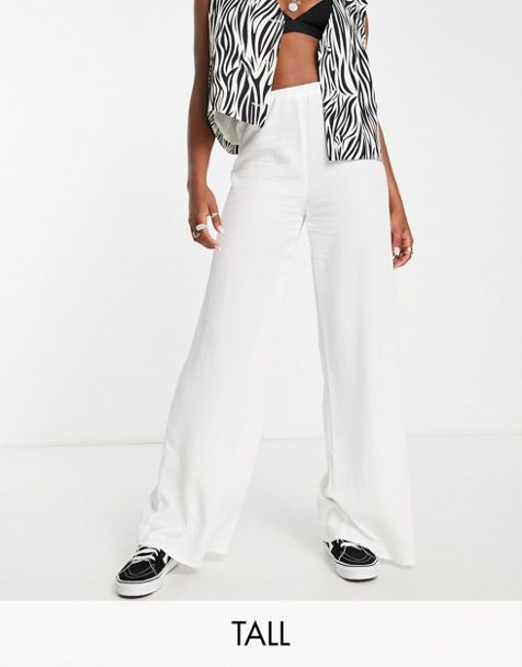 adidas Originals resort wide leg pants in off white with red