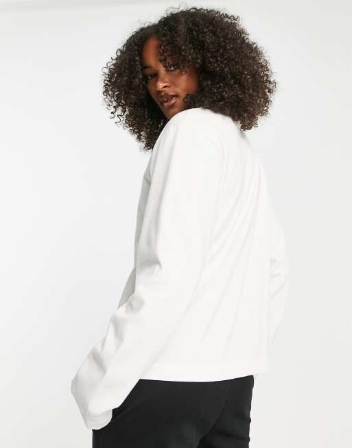 Topshop Tall premium crew neck long sleeve tee in white, ASOS