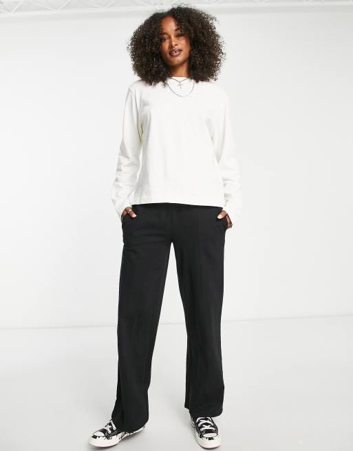 Topshop Tall premium crew neck long sleeve tee in white