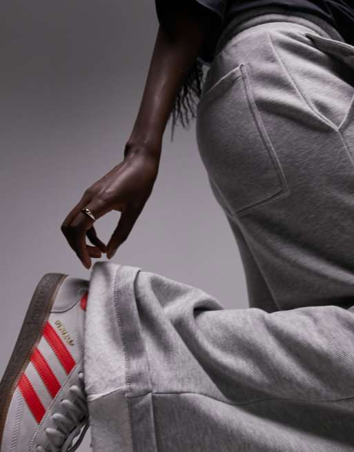 Topshop Tall - Premium - Grå joggingbukser med ben med vidde og opsmøgede kanter, 3 af 5