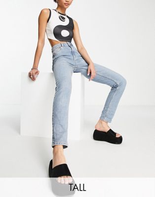 Topshop Tall  comfort stretch Mom jeans in bleach