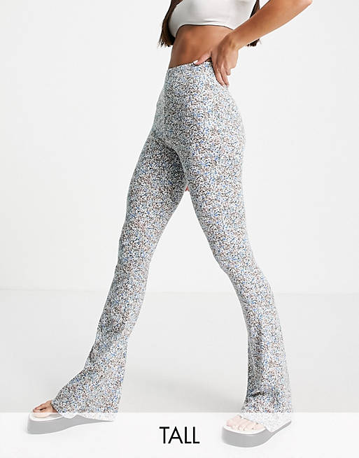 Topshop Tall pretty floral printed jersey flared trouser