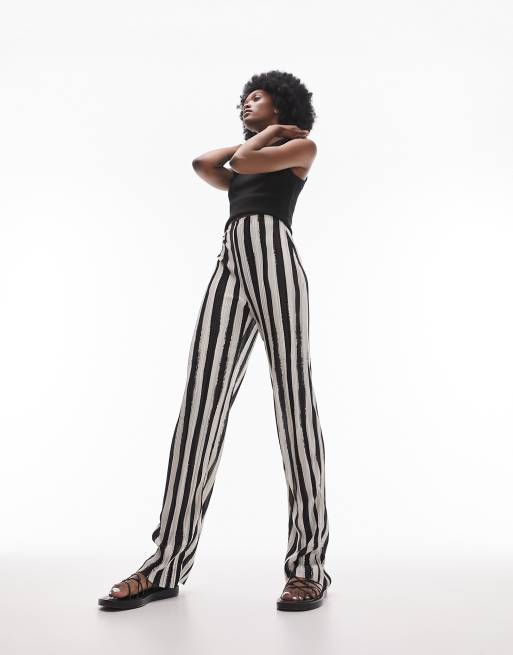 Striped best sale trousers topshop