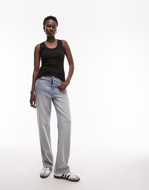 Topshop Tall rib ultimate longline tank top in black | ASOS