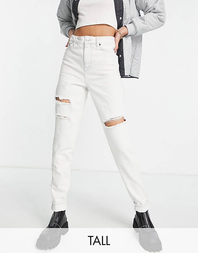 Topshop Tall - ripped mom jeans in super bleach wash - mblue