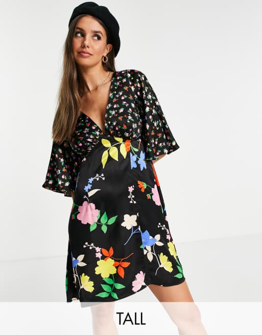 Topshop Tall - Robe courte à imprimés fleuris variés - Multicolore 