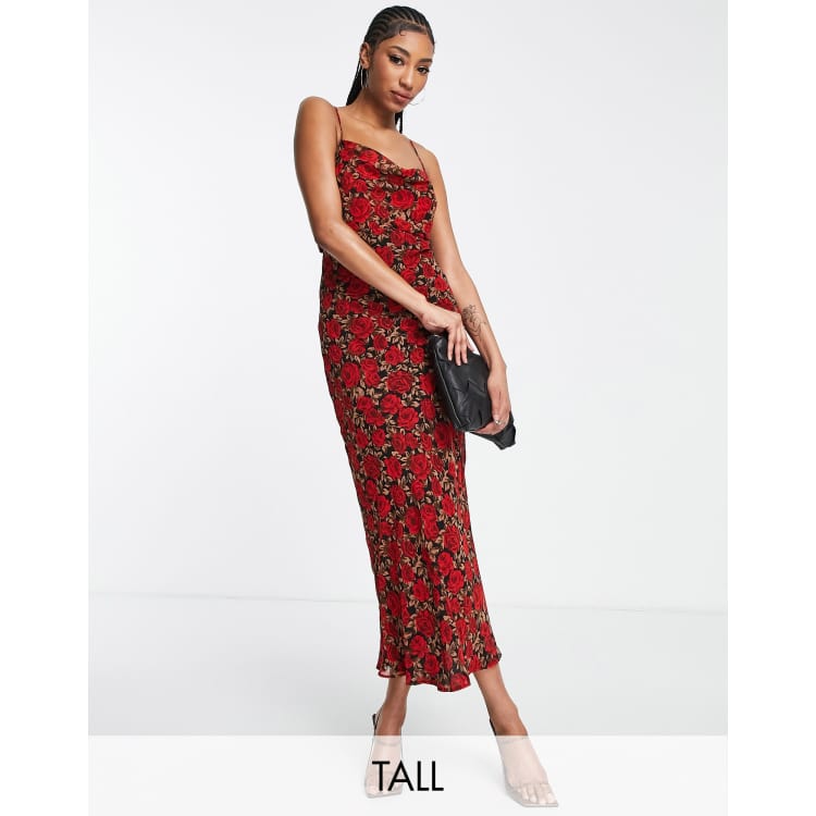 Topshop Tall rose midi slip dress