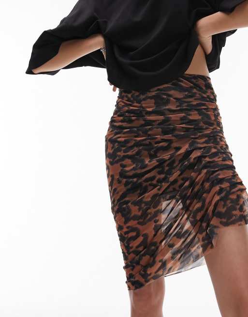 Topshop leopard 2024 print wrap skirt