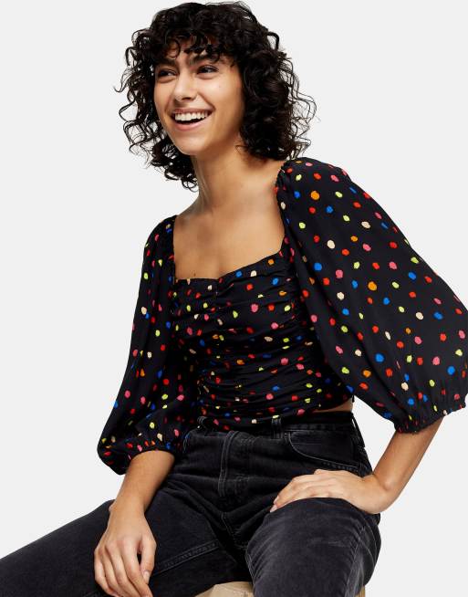 Topshop polka sale dot crop top