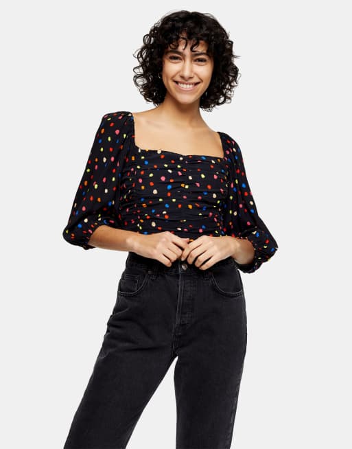 Topshop polka dot store crop top