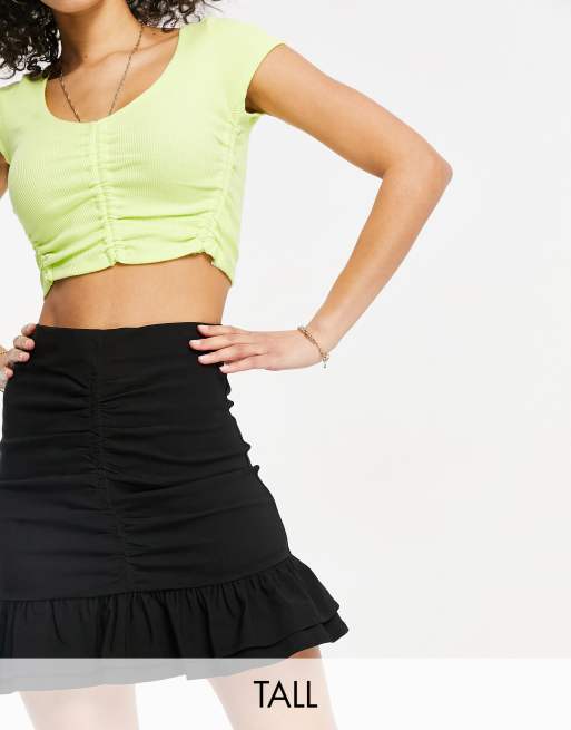 Ruched black hot sale skirt