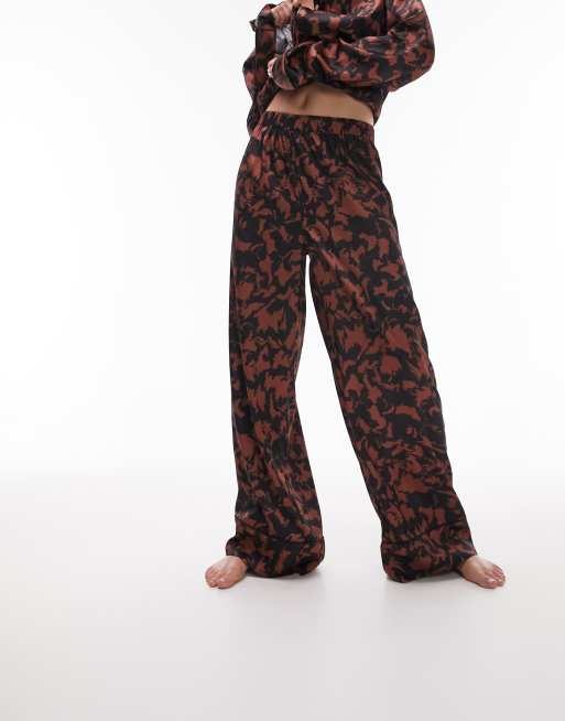 Topshop Maternity star jacquard piped shirt and pants pajama set in black