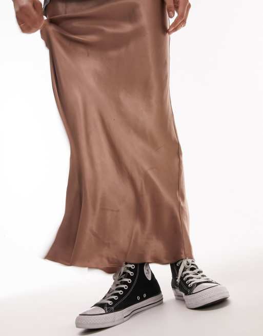 Tall satin shop maxi skirt