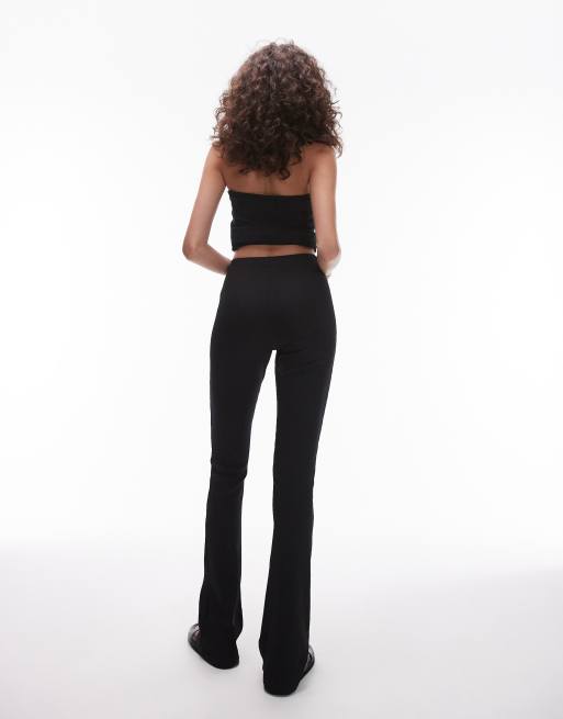 Topshop Tall skinny rib flare in black, 4 of 5