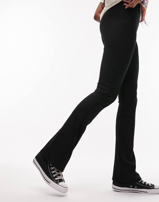 LTS Tall Womens Black Ribbed Flared Trousers