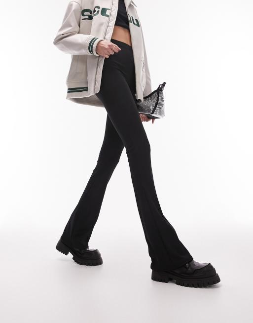 Tall Black Ribbed Flared Pants, Tall