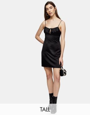 Topshop Tall slip dress in black