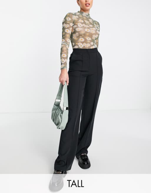 Topshop Tall slouch elastic back peg pants in black