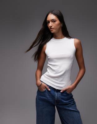 Topshop Tall - Smalle tanktop in wit - view 1